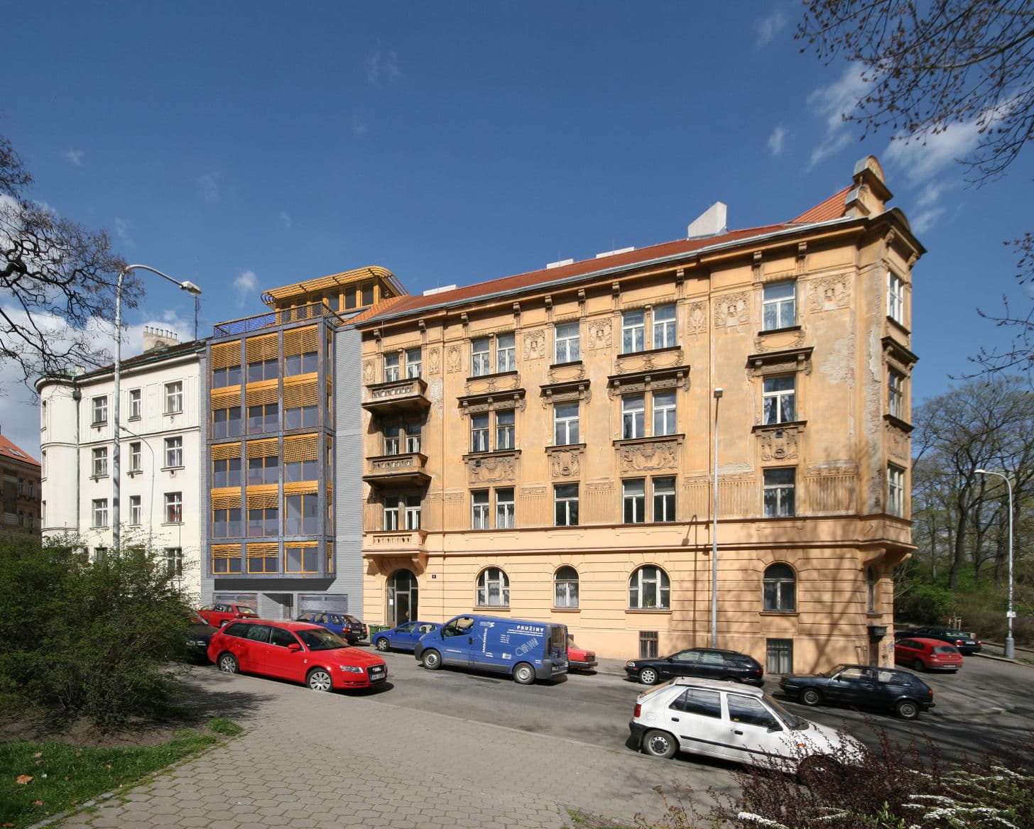Vizualizace domu v uliční zástavbě